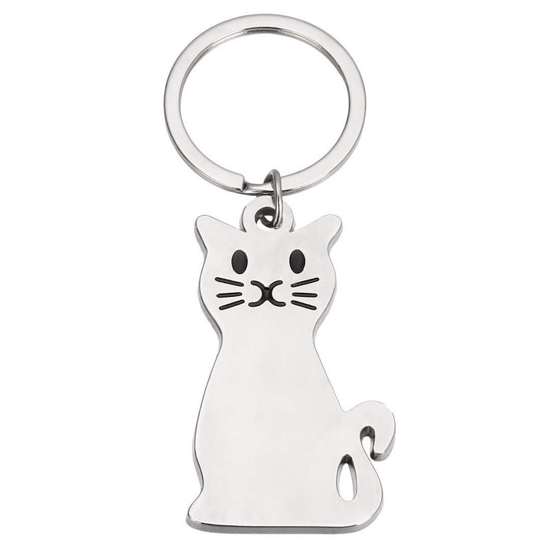 MUAMAX Cat Keychains for Women Cute Cats Key Chain Charm Silver Keychain Kitty Keychain with Cat Key ring for Car Keys Purse Decor Metal Keyring with Charm Cute Cats Themed Gift - Image 1
